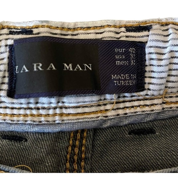 Zara Man Jeans Size 31 Waist Factory Distressing Medium Blue Denim Casual - Picture 3 of 9